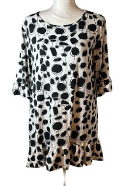 Cupcake Black and White Polka Dot Ruffle Hem Mini Dress